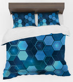 Floral Duvet Cover Set – Blue Hexagon