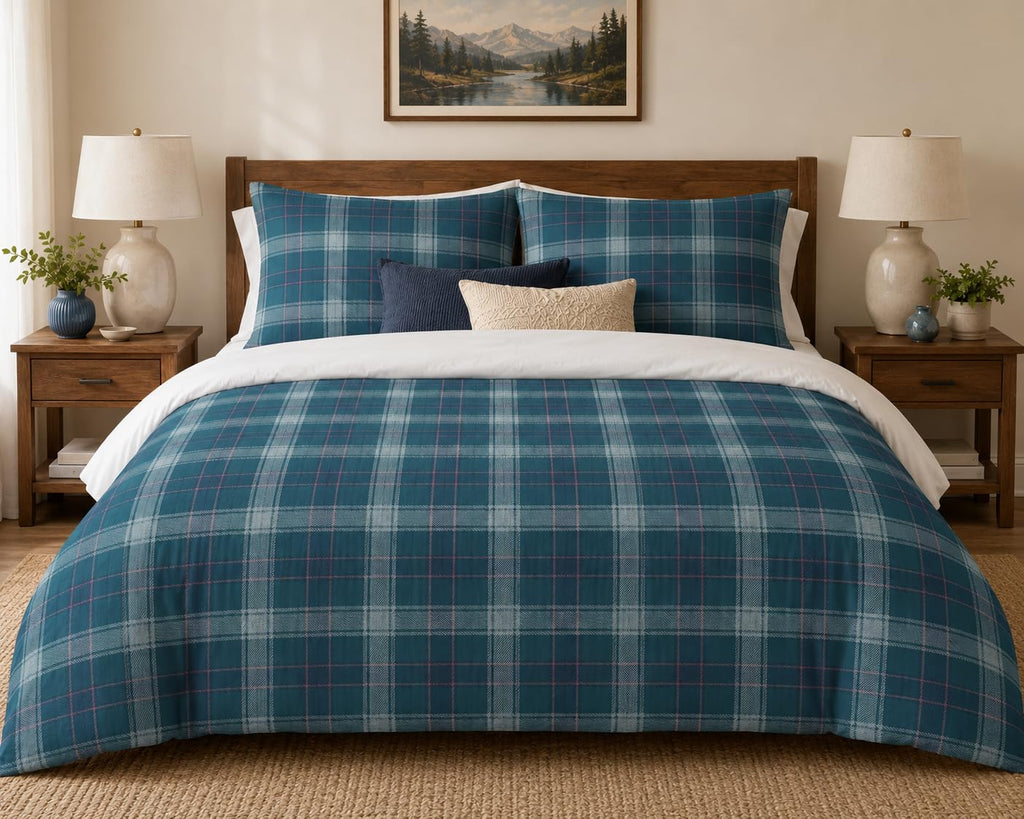 Plaid Duvet Cover Set – Blue Plaid