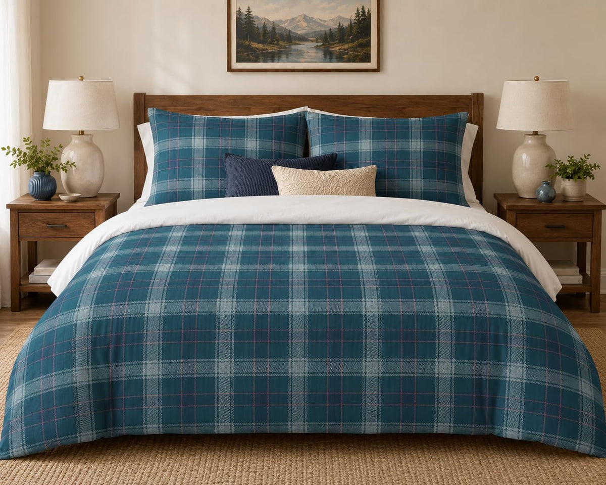 Plaid Duvet Cover Set – Blue Plaid