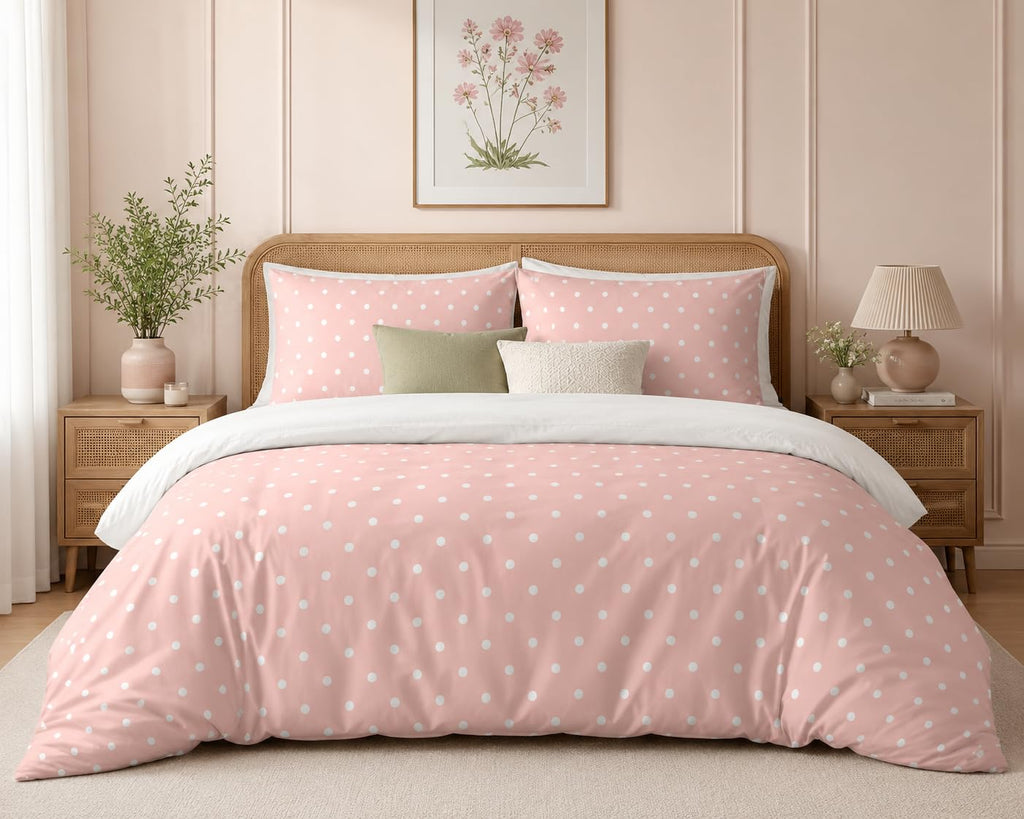 Polka Dot Duvet Cover Set – Blush Pink Polka Dots