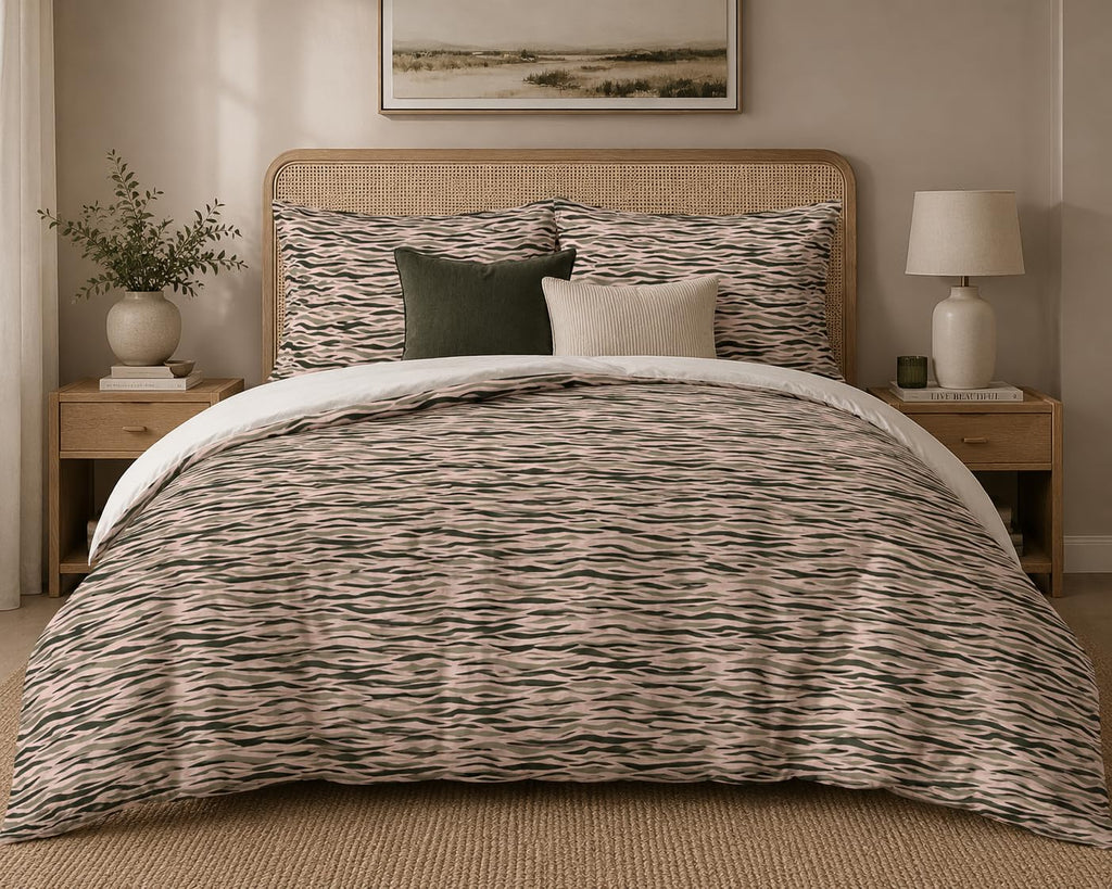 Animal Print Duvet Cover Set – Blush Zebra