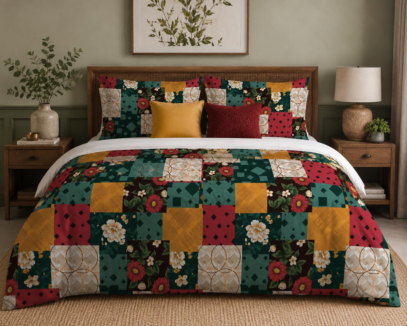 Patchwork Duvet Cover Set – Boho Floral
