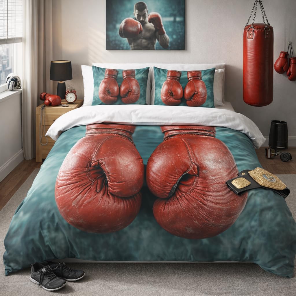 Boxing Gloves Duvet Cover Set – 8 Designs, Single to Emperor