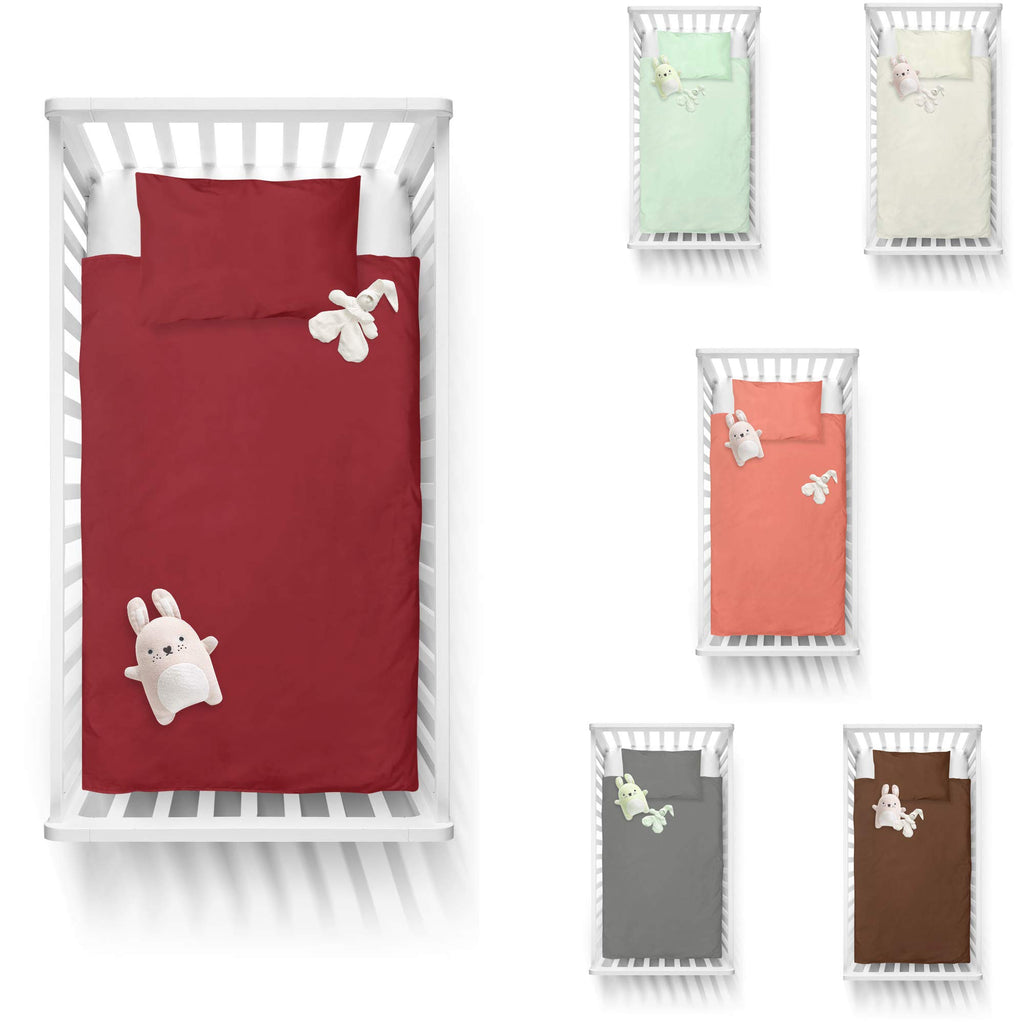 Egyptian Cotton Toddler Duvet Cover Set – Brick Red