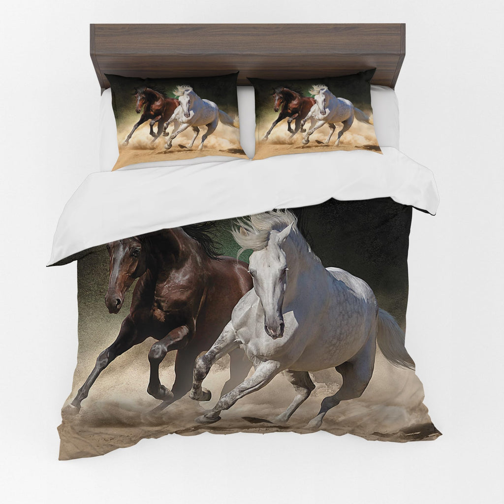 Animal Duvet Cover Set – Brown & White Horse