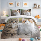 Cat Duvet Cover Set – Brown & White Kitten