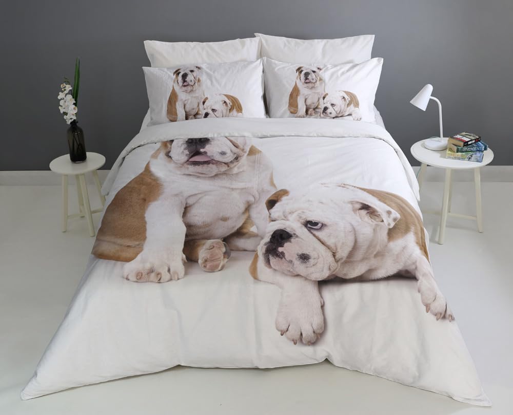 Dog Breed Duvet Cover Set – Bulldog Duo