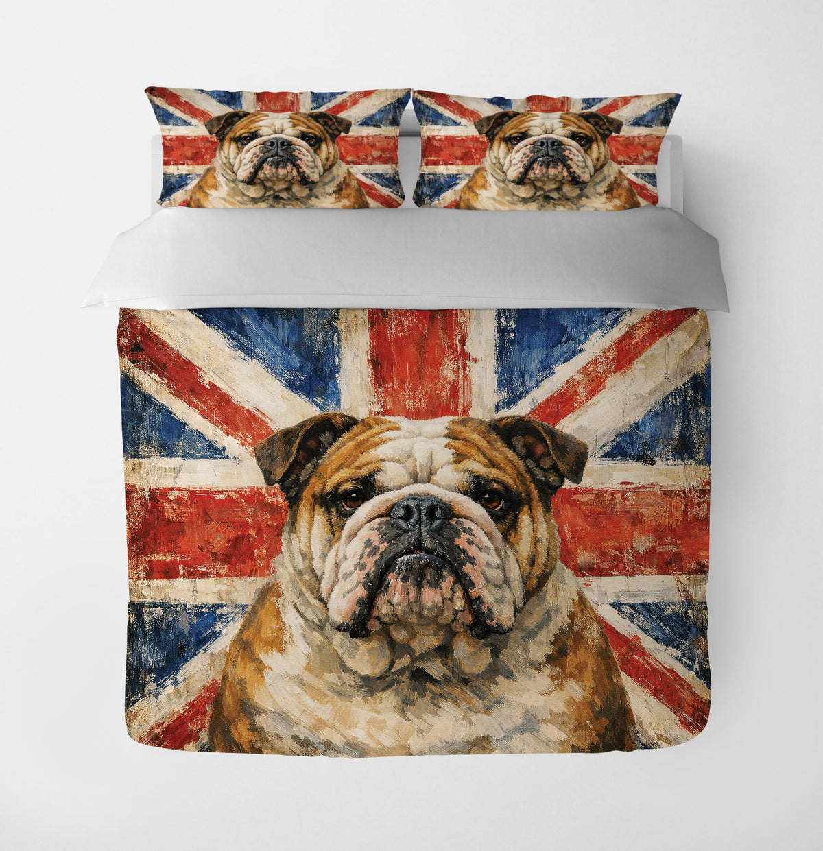 Dog Duvet Cover Set – Bulldog with Flag