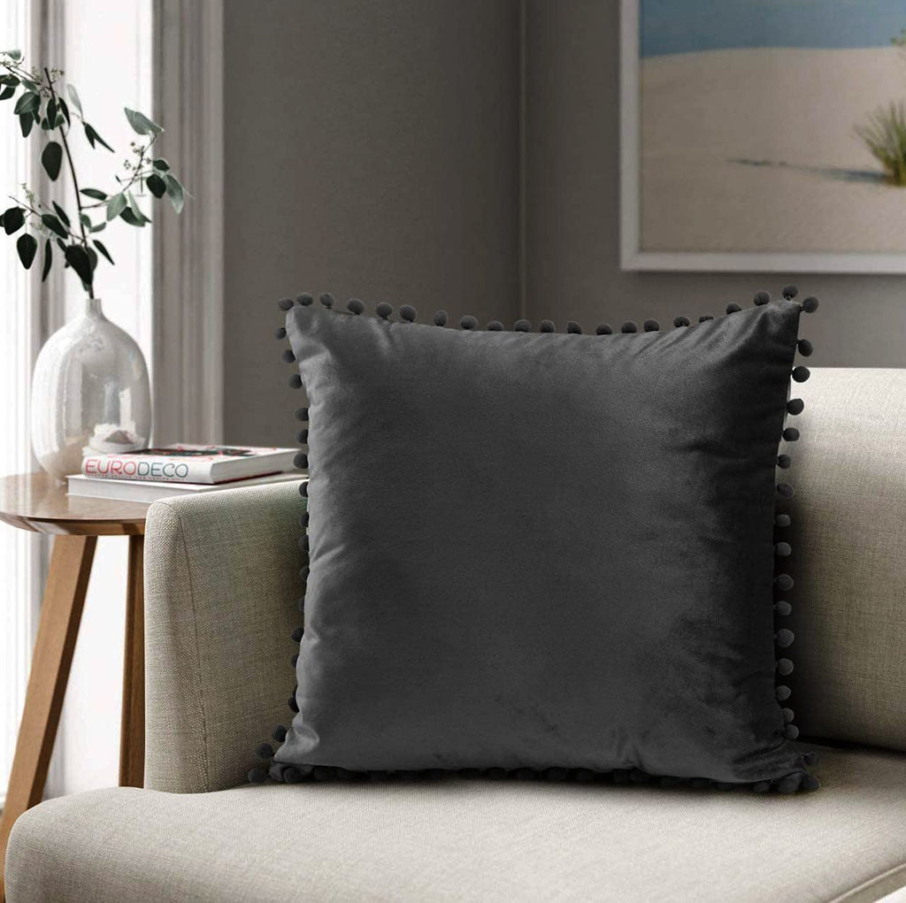 Charcoal Velvet Cushion Covers 45x45 cm – Packs of 2 & 4 (view 2)