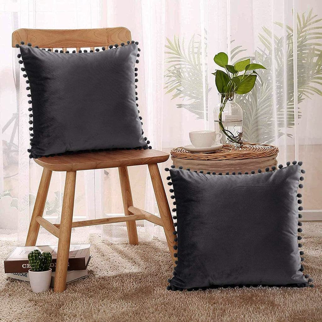 Charcoal Velvet Cushion Covers 45x45 cm – Packs of 2 & 4