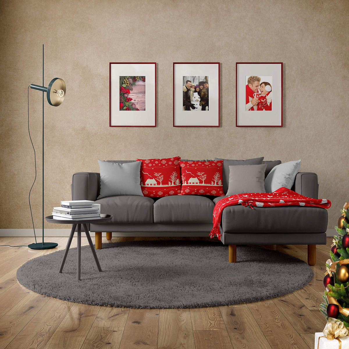Christmas Cushion Covers 45x45 cm – Faux Linen, 7 Designs, Packs of 1-4
