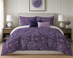 Patchwork Duvet Cover Set – Deep Purple Paisley