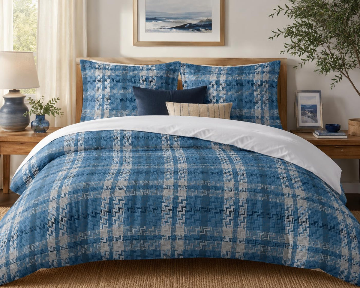 Plaid Duvet Cover Set – Denim Plaid