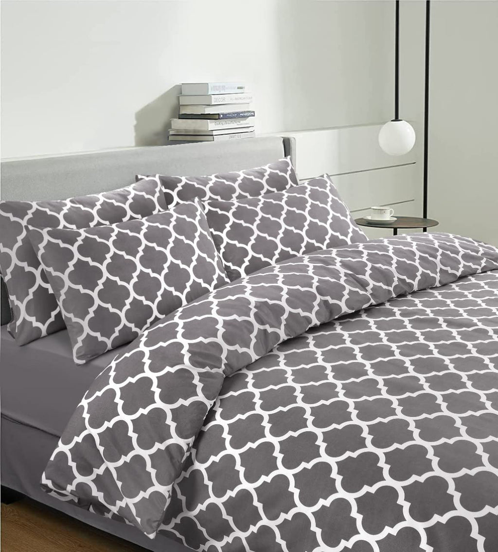 Diamond Grey Duvet Cover Set – Microfibre, Single to Super King