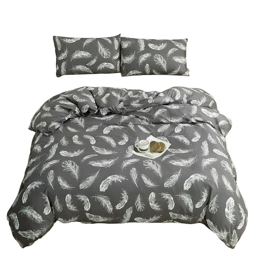 Feather Print Duvet Cover Set – Charcoal, Single to Super King