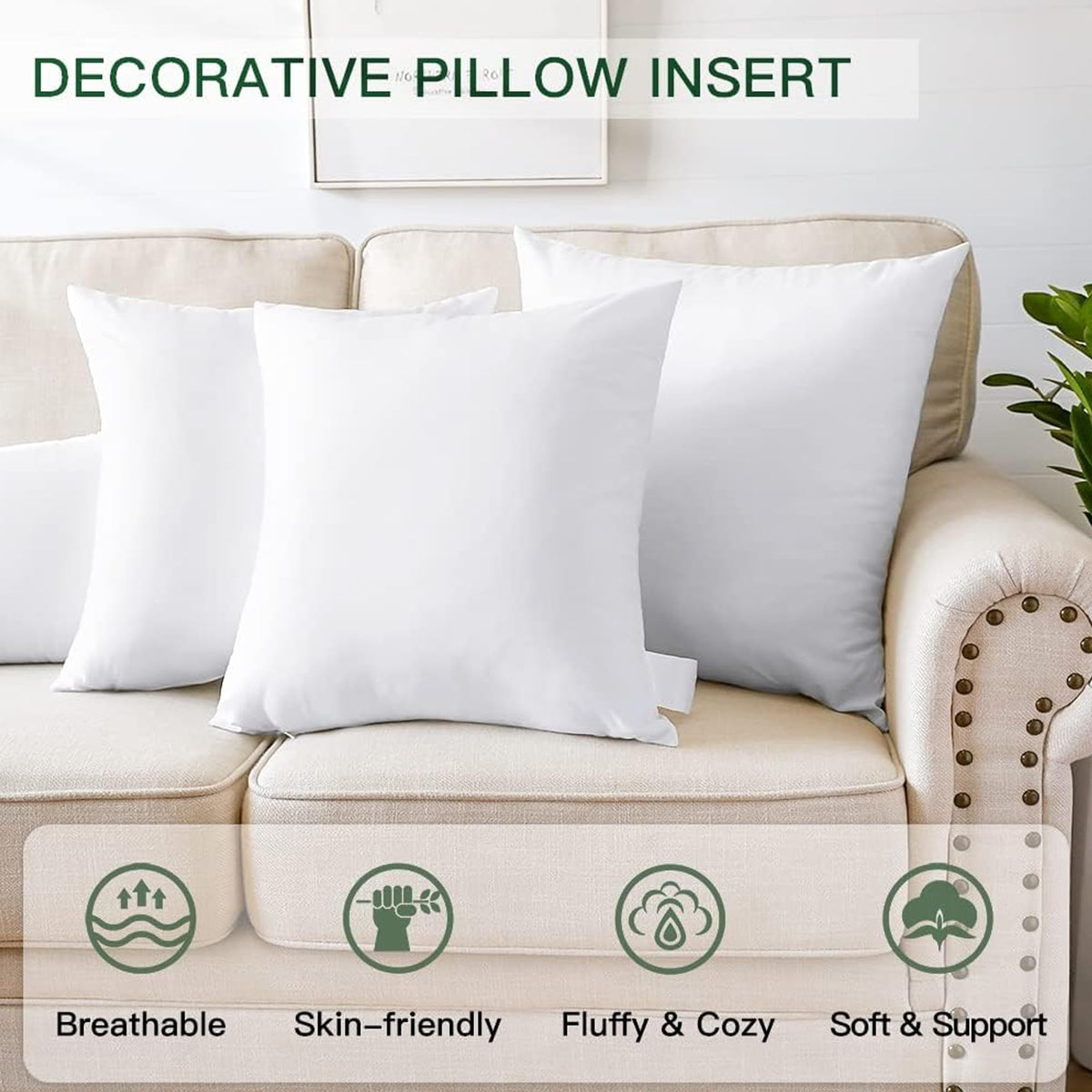 Duck Feather Cushion Pads 30x45 & 40x40 cm – Pack of 2 (view 4)
