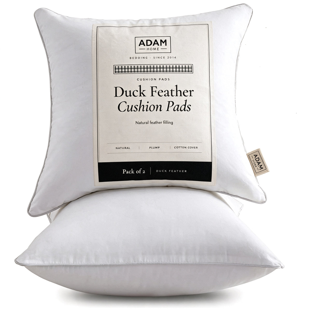 Duck Feather Cushion Pads Pack of 2 with ADAM HOME label