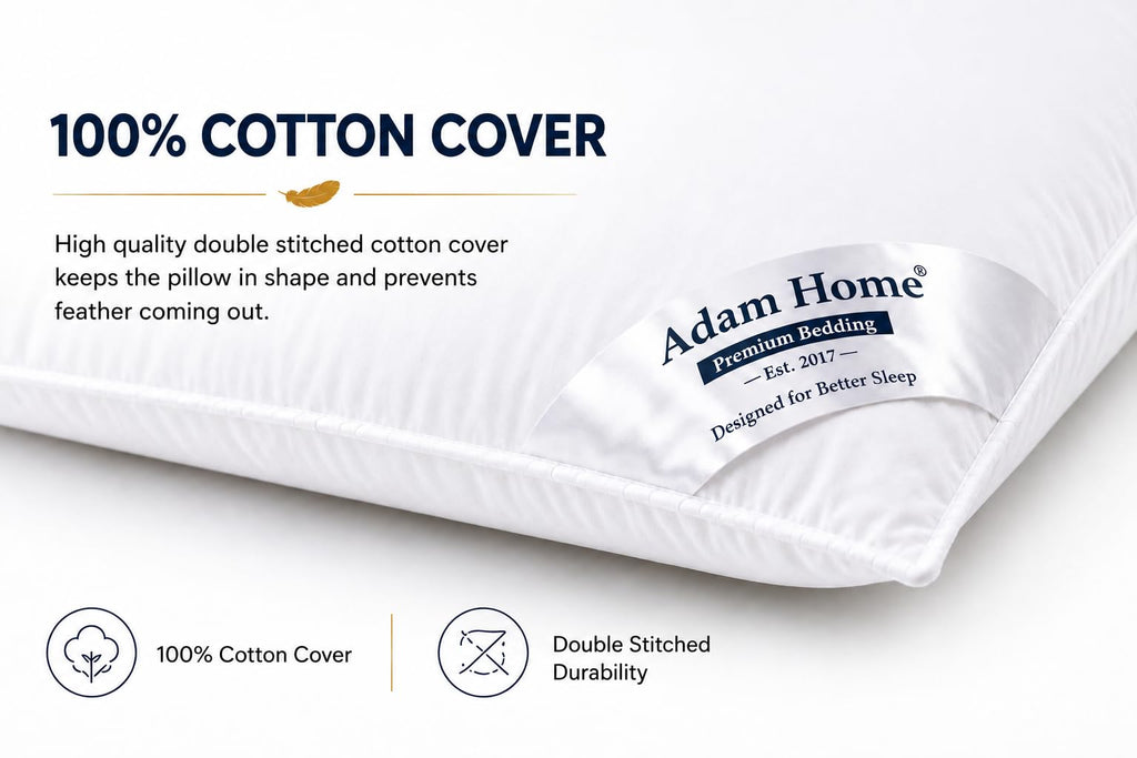 Duck Feather Pillows 48x74 cm – Cotton Cover, Packs of 2 & 4 (view 2)