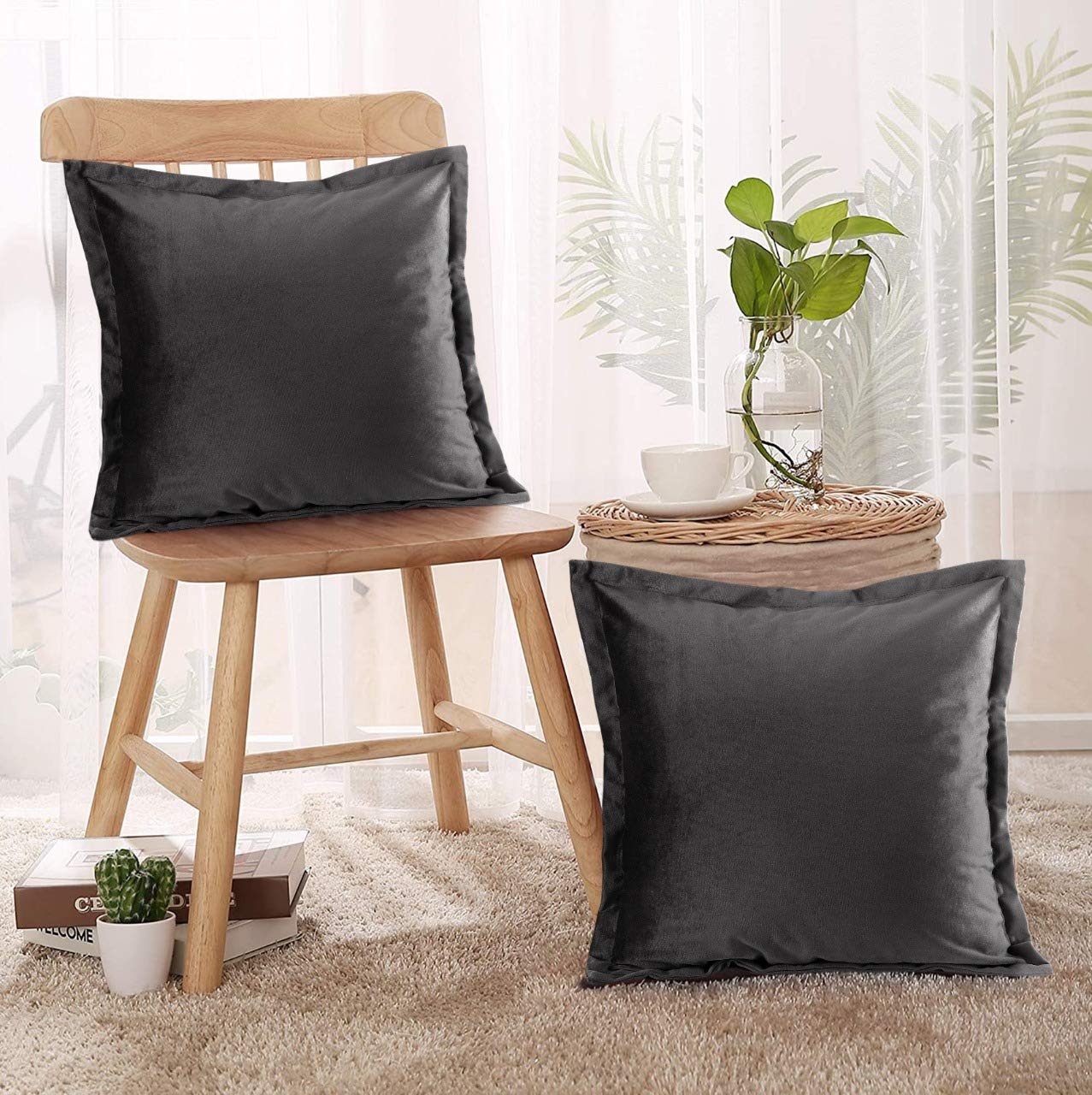 Dutch Velvet Cushion Covers 45x45 cm – 3 Colours, Packs of 2 & 4