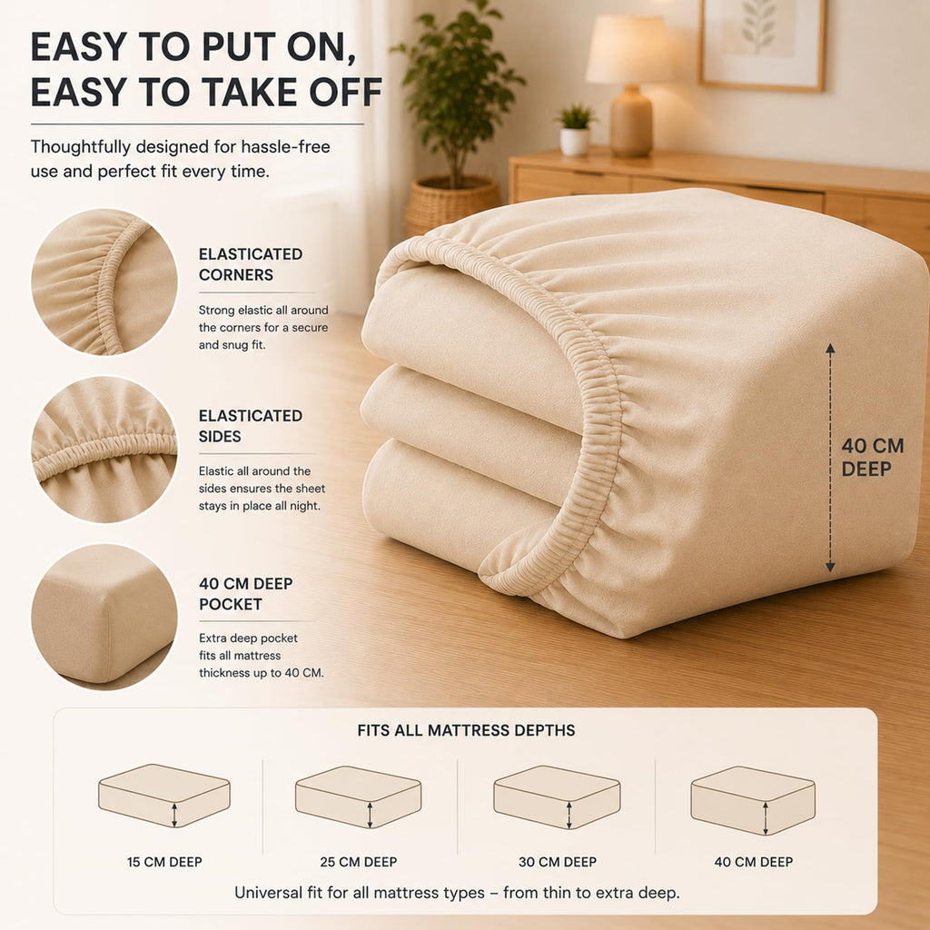 Extra Deep Fitted Sheet 40 cm – 6 Colours, Single to Super King (view 3)