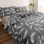 Feather Print Duvet Cover Set – Charcoal, Single to Super King (view 2)