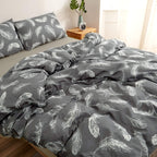 Feather Print Duvet Cover Set – Charcoal, Single to Super King (view 3)