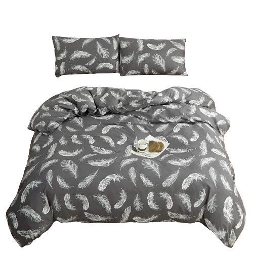 Feather Print Duvet Cover Set – Charcoal, Single to Super King (view 4)