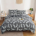 Feather Print Duvet Cover Set – Charcoal, Single to Super King