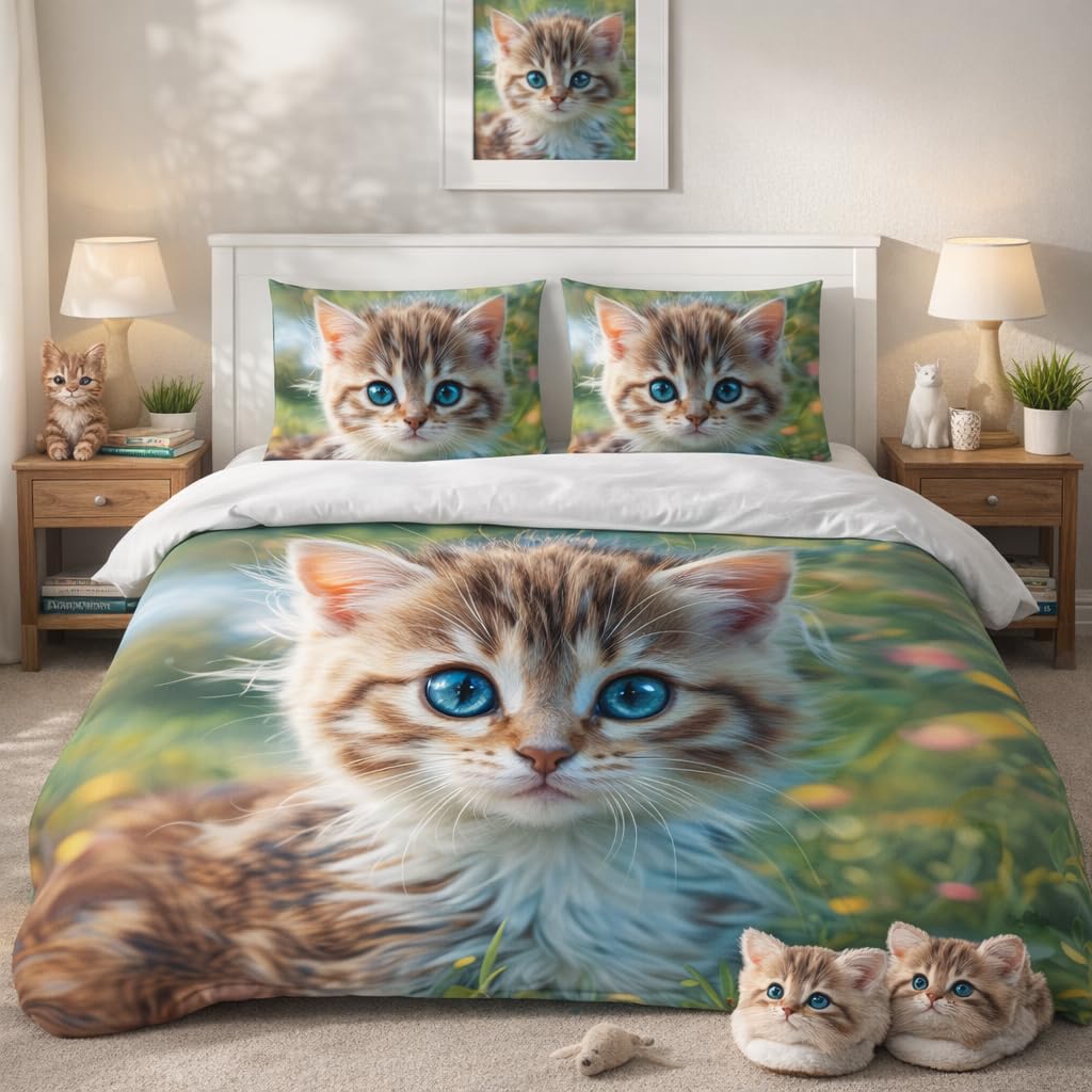 Cat Duvet Cover Set – Floral Kitten