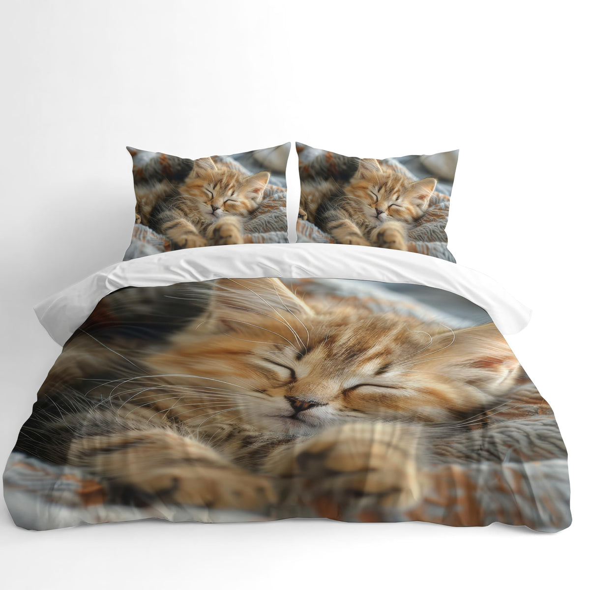 Cat Duvet Cover Set – Fluffy Kitten Sleeping