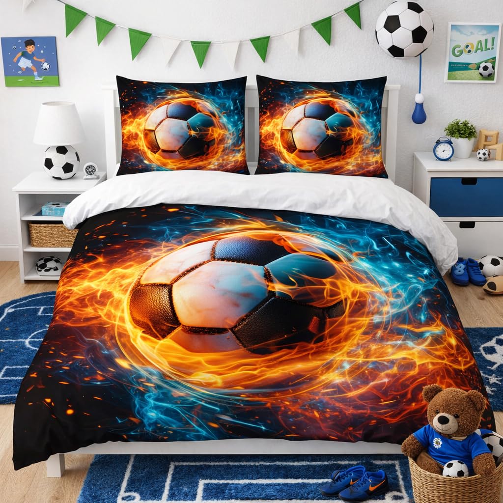 Football Duvet Cover Set – Football on Fire