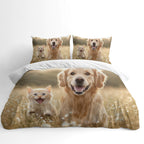 Dog Breed Duvet Cover Set – Golden Retriever with Kitten Sunlit