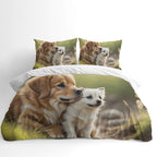 Dog Breed Duvet Cover Set – Golden Retriever with Puppy