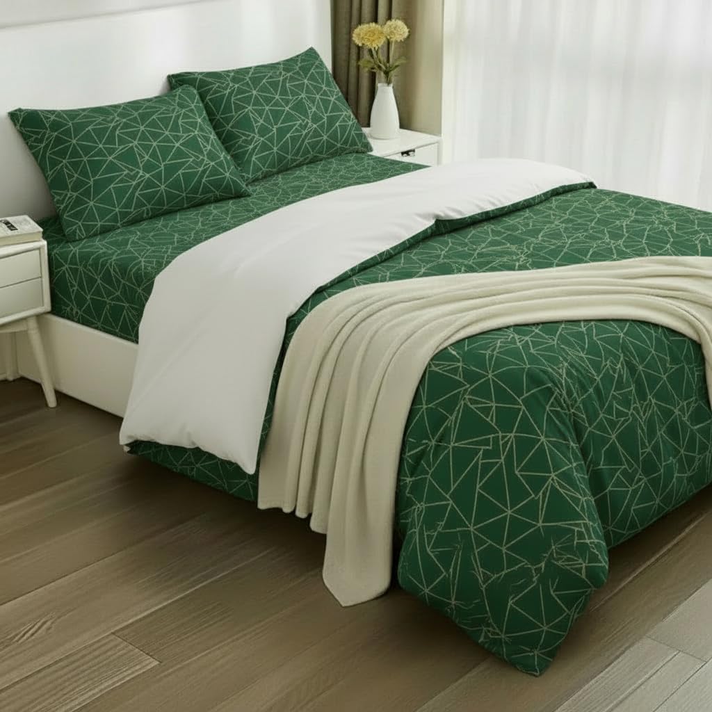 Geometric Duvet Cover Set – Green Geometric