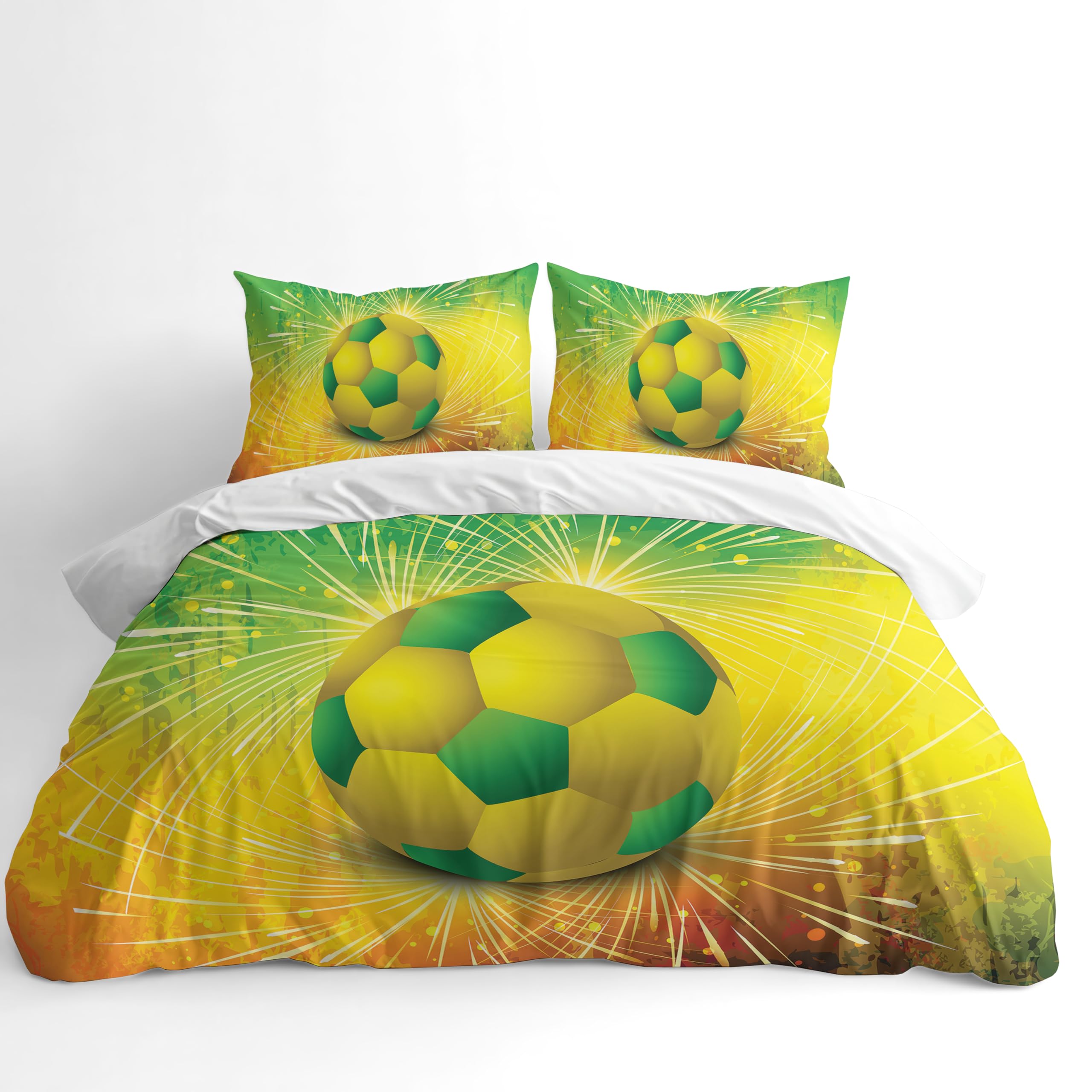 Football Duvet Cover Set – Green Yellow Football