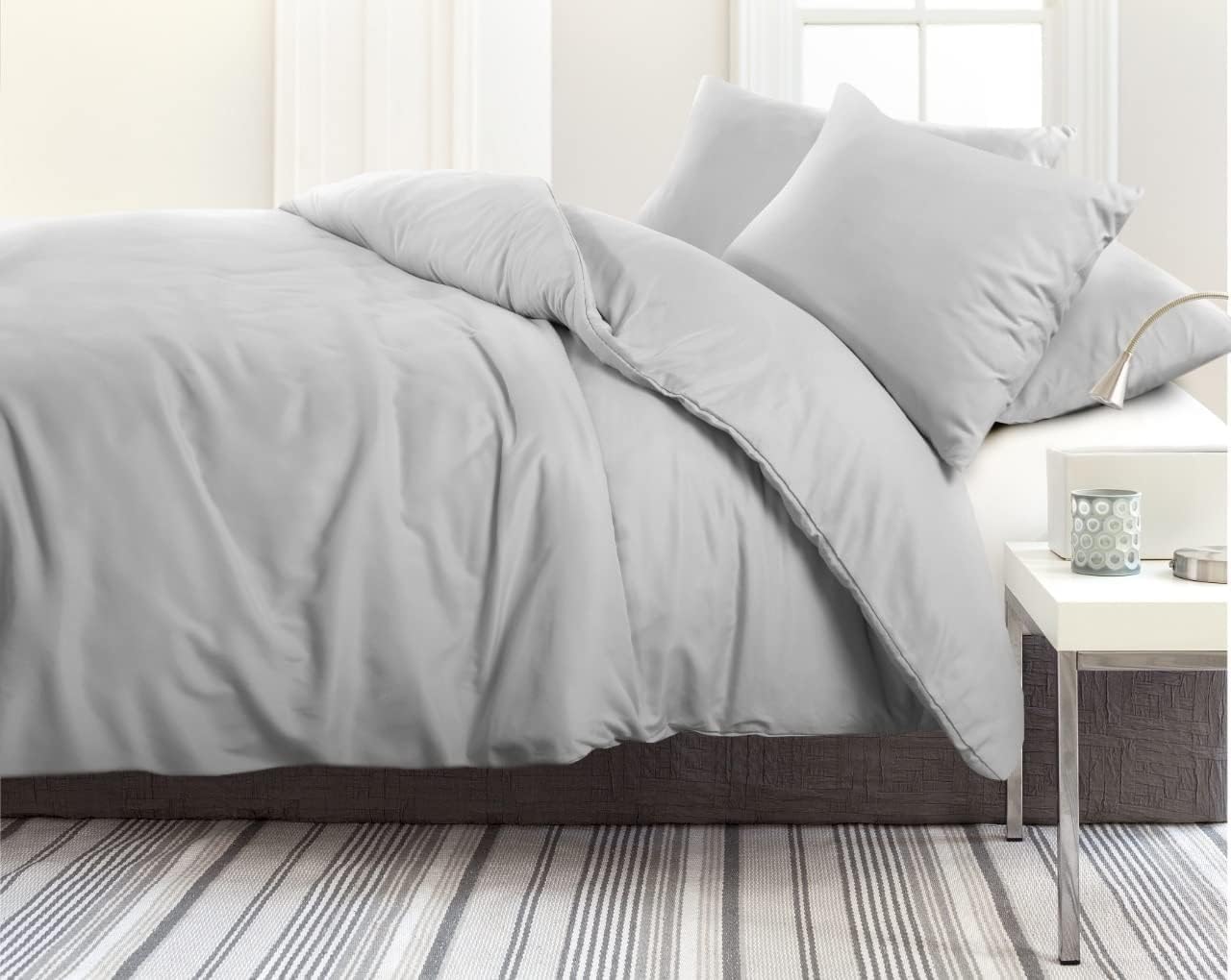 Grey Duvet Cover Set – Brushed Microfibre, Single to King (view 2)