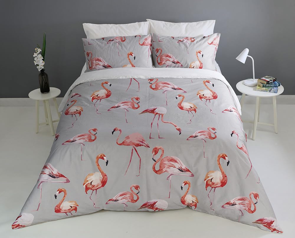 Flamingo Duvet Cover Set – Grey Flamingo