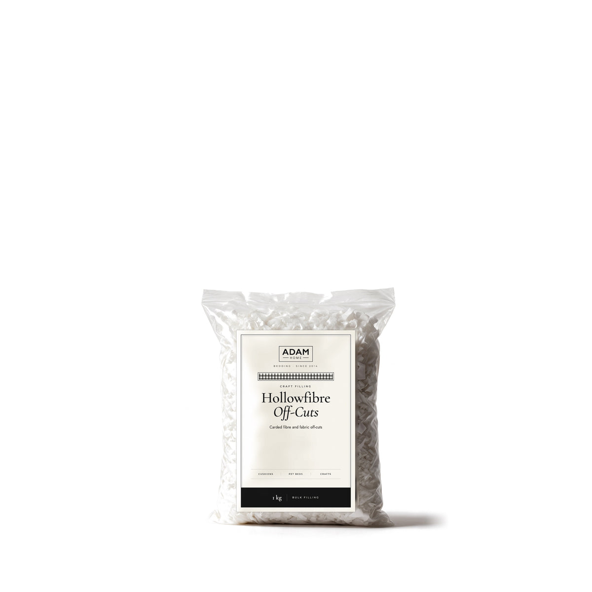 Hollowfibre Off-Cuts Filling 1 kg bag with ADAM HOME label