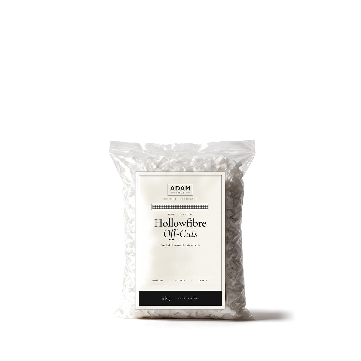 Hollowfibre Off-Cuts Filling 2 kg bag with ADAM HOME label