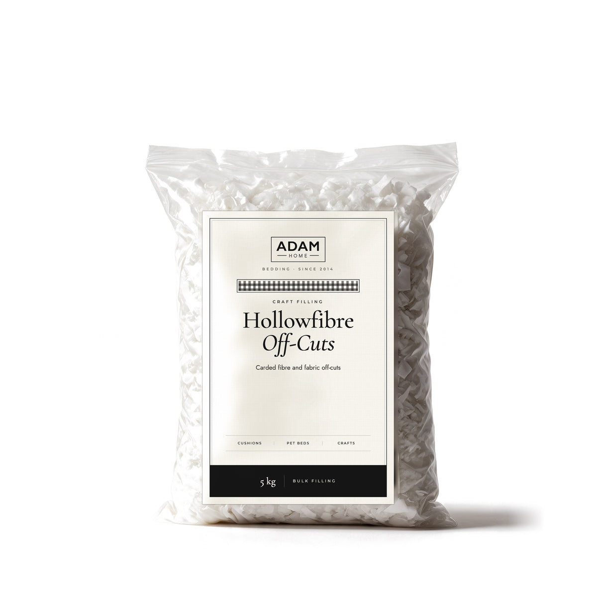 Hollowfibre Off-Cuts Filling 5 kg bag with ADAM HOME label