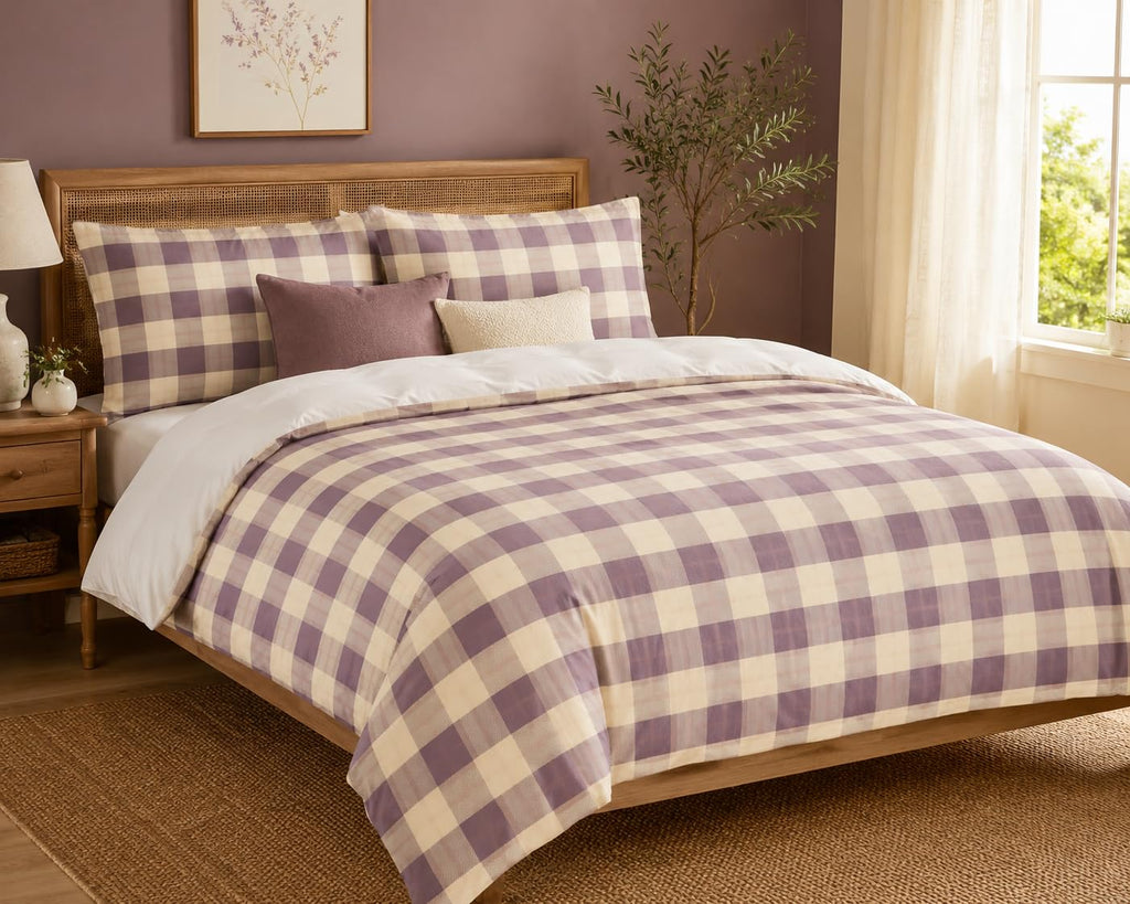 Plaid Duvet Cover Set – Lavender Plaid