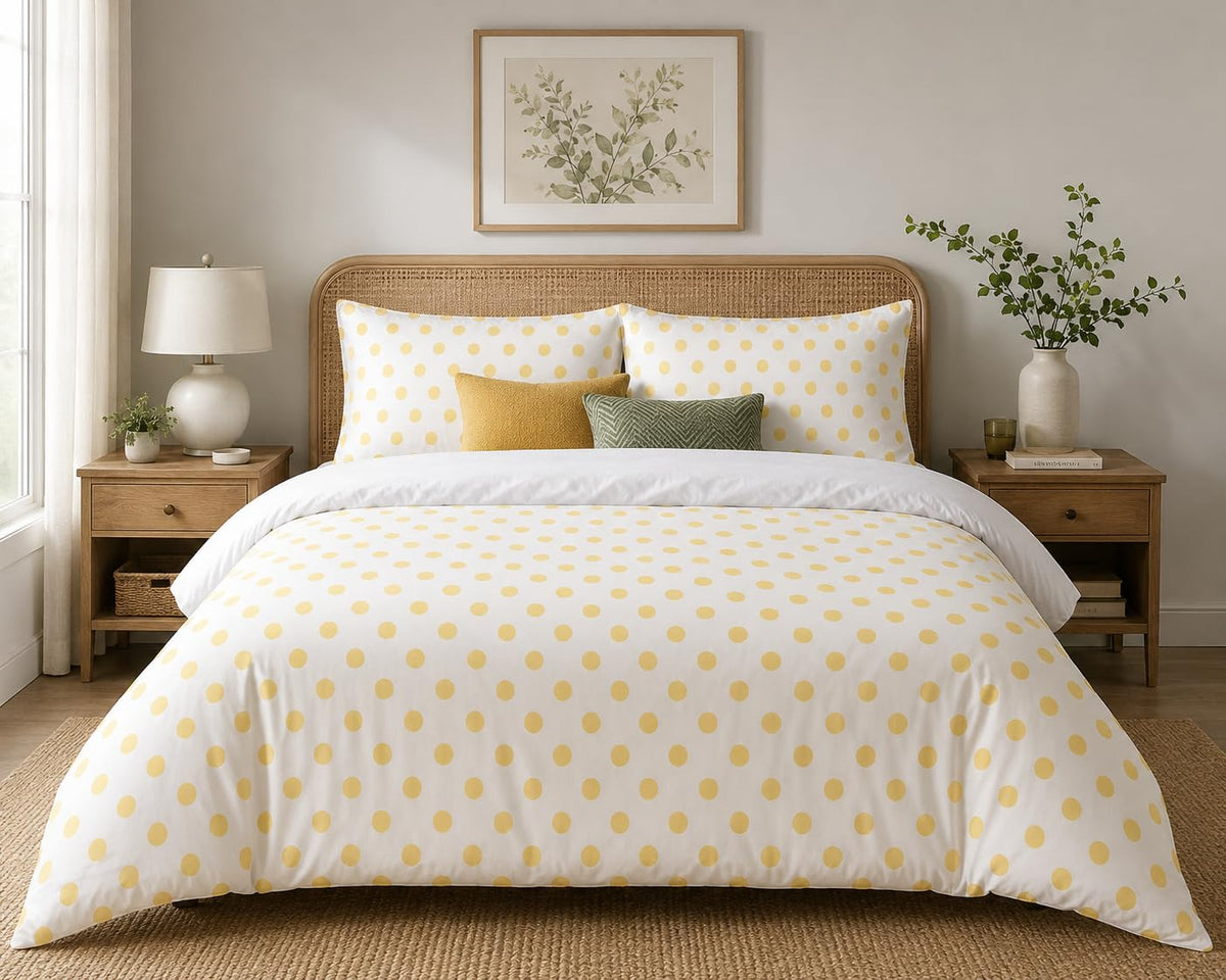 Polka Dot Duvet Cover Set – Lemon Yellow Polka Dots