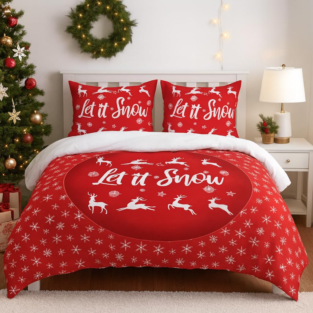 Santa & Reindeer Duvet Cover Set – Let it Snow