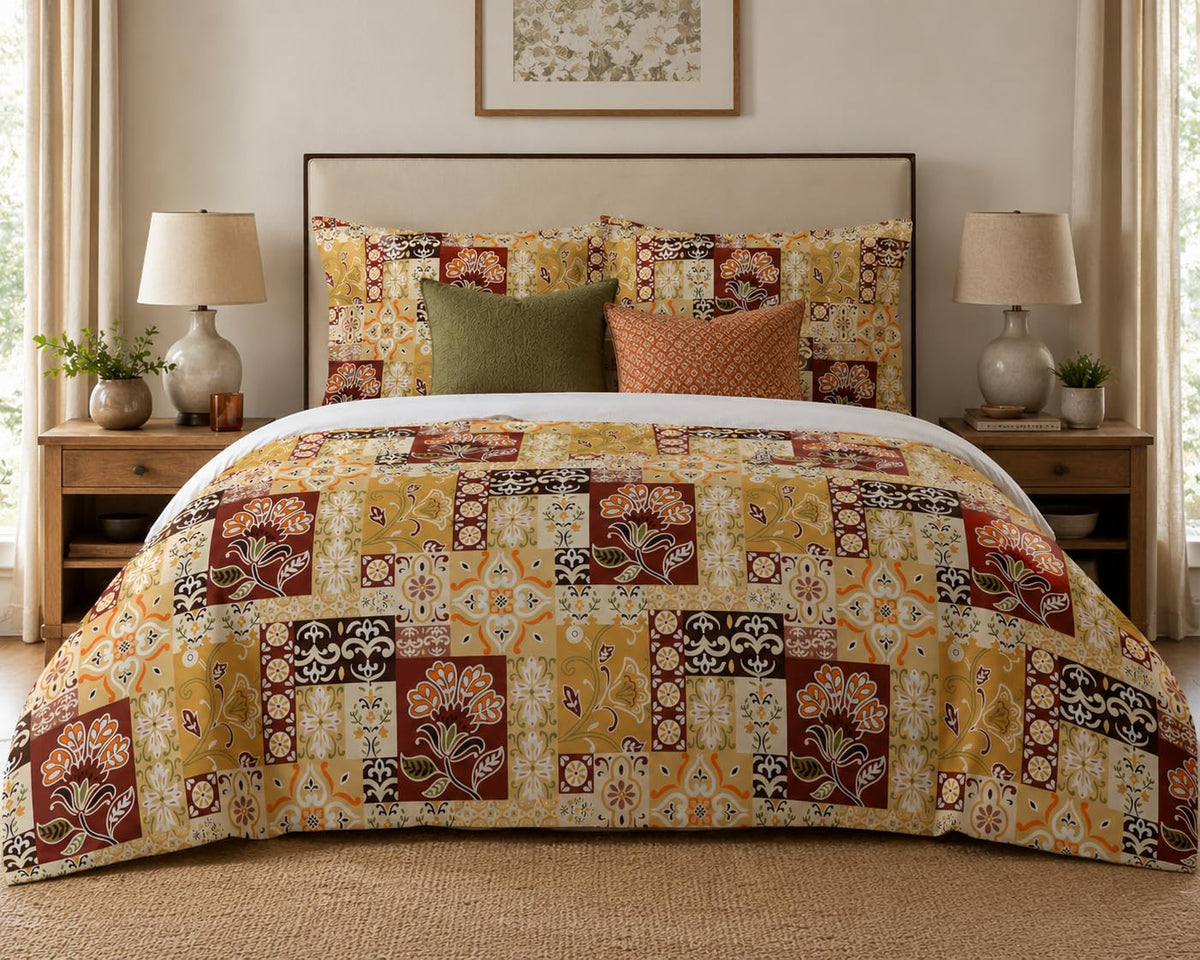 Patchwork Duvet Cover Set – Mediterranean Tile