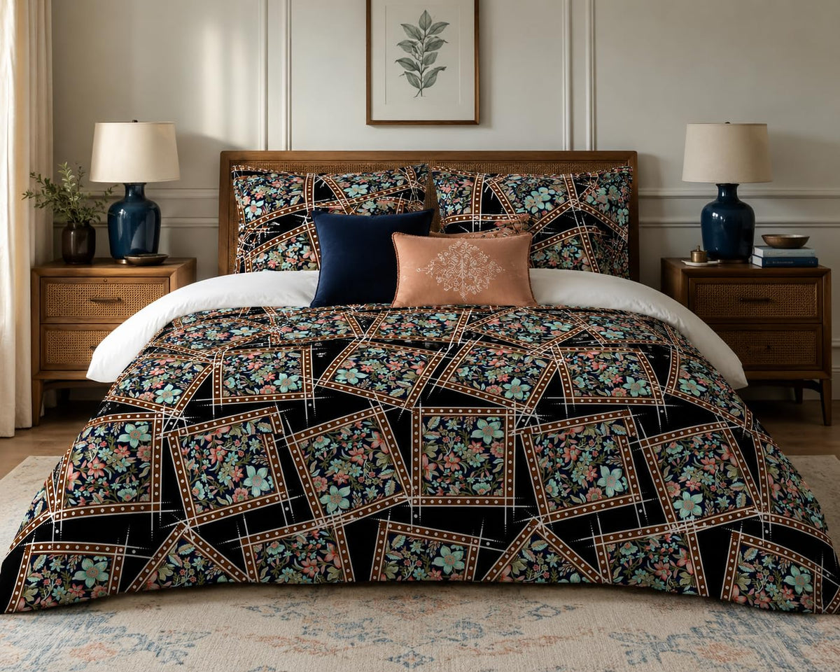 Patchwork Duvet Cover Set – Midnight Floral