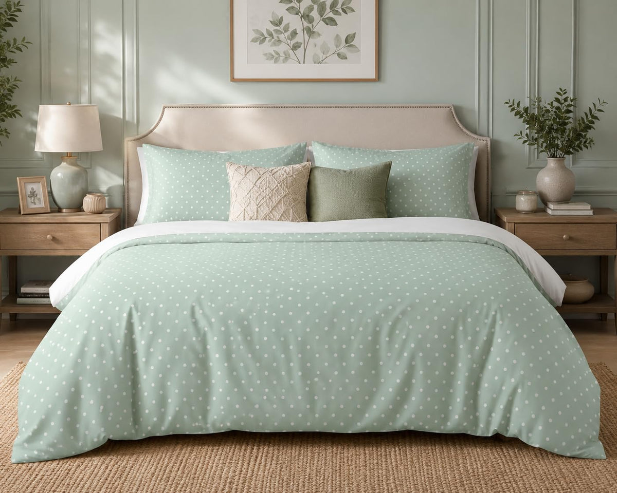 Polka Dot Duvet Cover Set – Mint Green Polka Dots