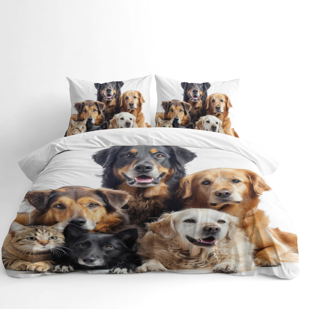 Dog Breed Duvet Cover Set – Mixed White