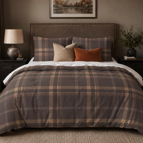 Mocha Plaid Duvet Cover Set – Single to Emperor