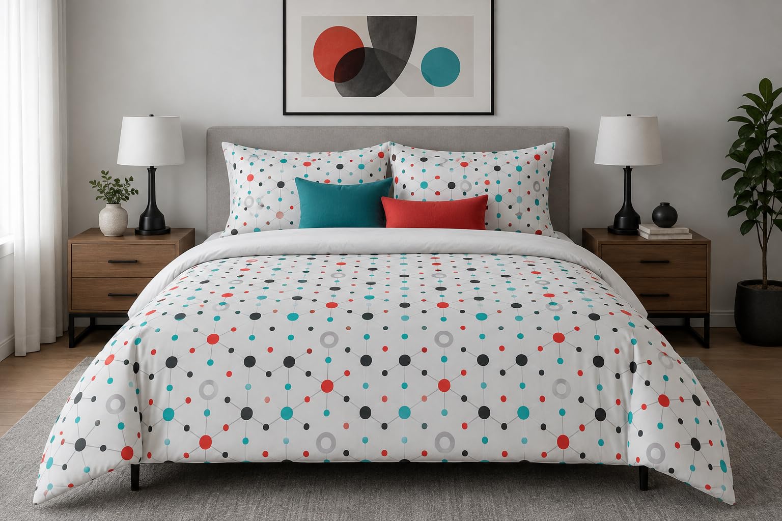 Polka Dot Duvet Cover Set – Modern Molecule Polka Dots