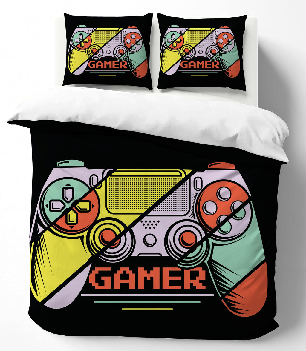 Gaming Duvet Cover Set – Multi Color Gaming Controller